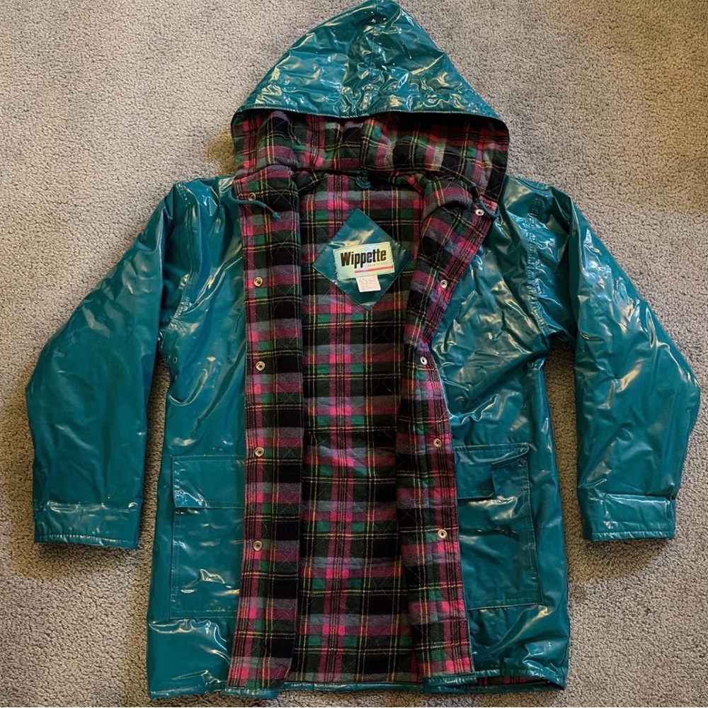 Wippette Teal Jacket with Plaid Interior